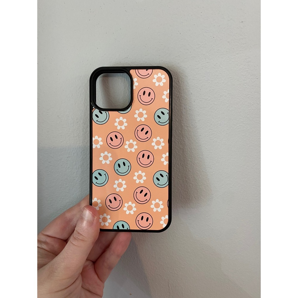 Phone Case iPhone 13 Mini Unisex Peach Smiley Face Daisy Flower Retro Y2K Bumper